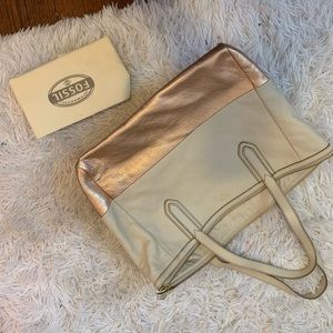 Rose Gold & Cream Fossil Tote EUC